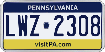 PA license plate LWZ2308