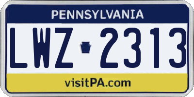 PA license plate LWZ2313