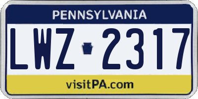 PA license plate LWZ2317