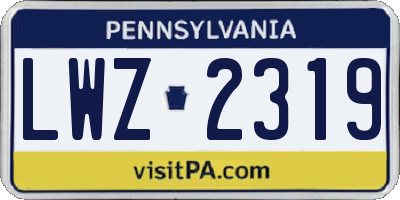 PA license plate LWZ2319
