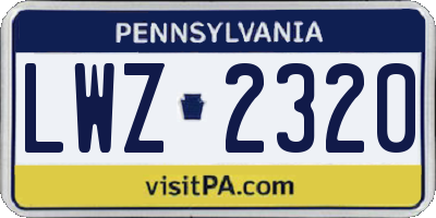 PA license plate LWZ2320