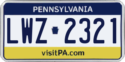 PA license plate LWZ2321