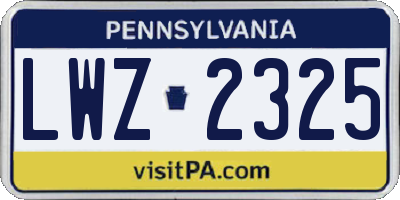 PA license plate LWZ2325