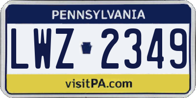 PA license plate LWZ2349