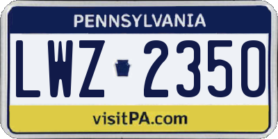 PA license plate LWZ2350