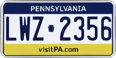 PA license plate LWZ2356