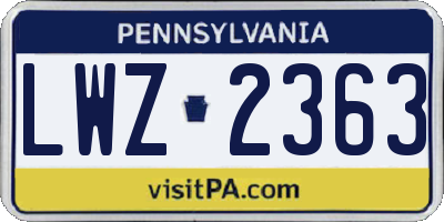 PA license plate LWZ2363