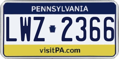 PA license plate LWZ2366