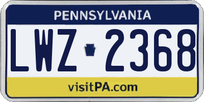 PA license plate LWZ2368