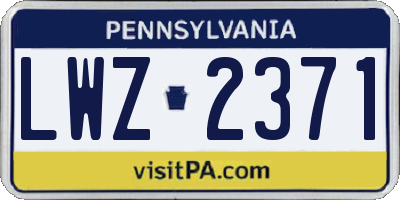 PA license plate LWZ2371