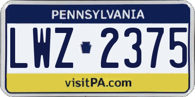 PA license plate LWZ2375