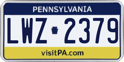 PA license plate LWZ2379