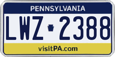 PA license plate LWZ2388