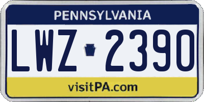 PA license plate LWZ2390