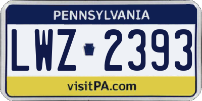 PA license plate LWZ2393