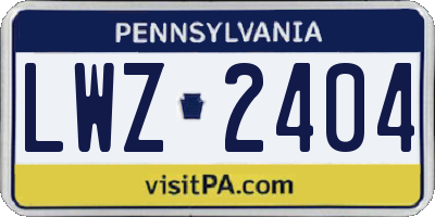 PA license plate LWZ2404
