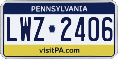 PA license plate LWZ2406
