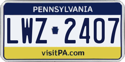 PA license plate LWZ2407