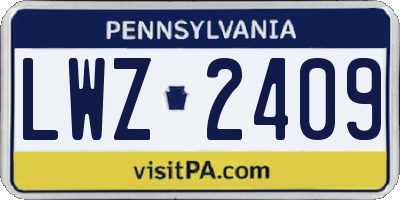 PA license plate LWZ2409