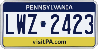 PA license plate LWZ2423