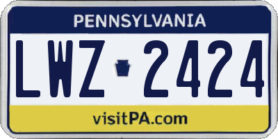 PA license plate LWZ2424