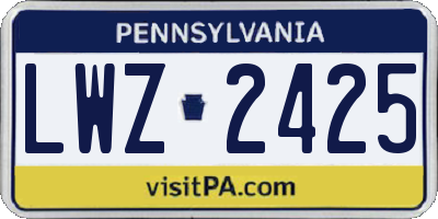 PA license plate LWZ2425