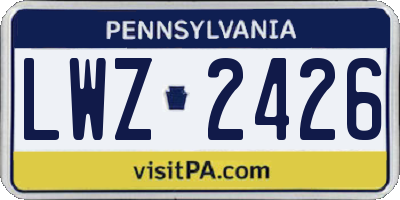 PA license plate LWZ2426
