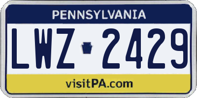 PA license plate LWZ2429