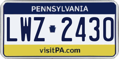 PA license plate LWZ2430