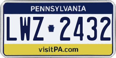 PA license plate LWZ2432