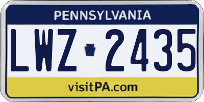 PA license plate LWZ2435