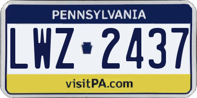 PA license plate LWZ2437
