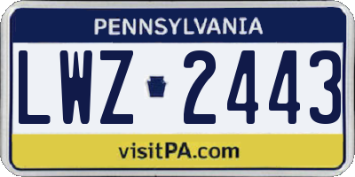 PA license plate LWZ2443