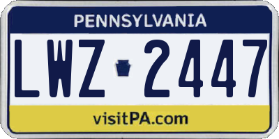 PA license plate LWZ2447