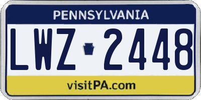 PA license plate LWZ2448