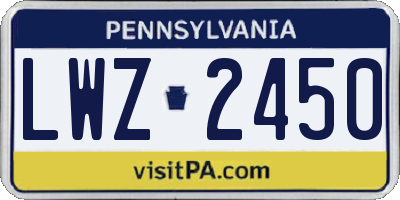 PA license plate LWZ2450