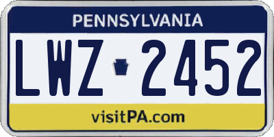 PA license plate LWZ2452