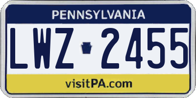PA license plate LWZ2455