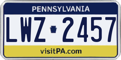 PA license plate LWZ2457