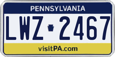 PA license plate LWZ2467