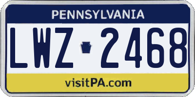 PA license plate LWZ2468