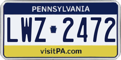 PA license plate LWZ2472