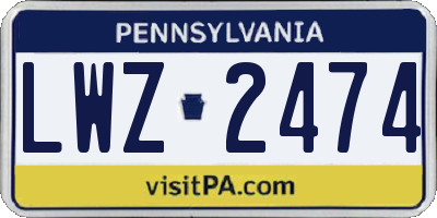 PA license plate LWZ2474