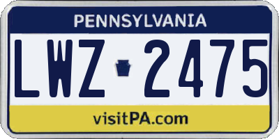 PA license plate LWZ2475
