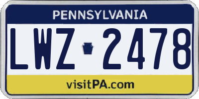 PA license plate LWZ2478