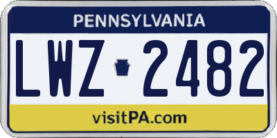 PA license plate LWZ2482