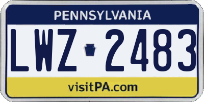 PA license plate LWZ2483