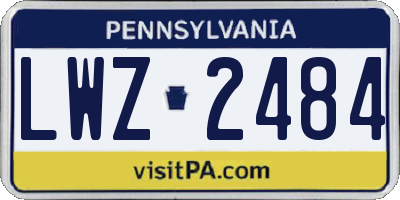 PA license plate LWZ2484