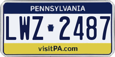 PA license plate LWZ2487