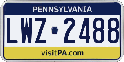 PA license plate LWZ2488